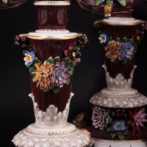 Два канделябра с цветами, Ackermann & Fritze, Германия, нач. 20 в