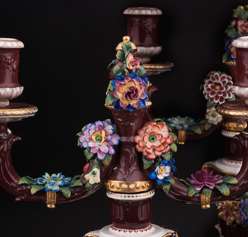 Два канделябра с цветами, Ackermann & Fritze, Германия, нач. 20 в