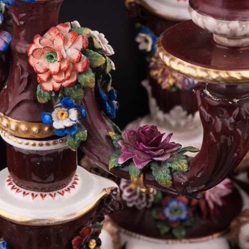 Два канделябра с цветами, Ackermann & Fritze, Германия, нач. 20 в