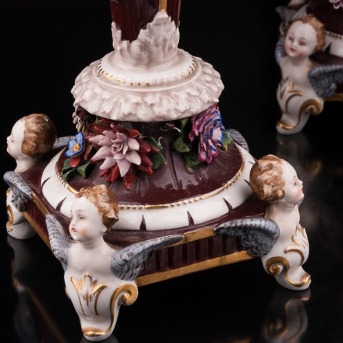 Два канделябра с цветами, Ackermann & Fritze, Германия, нач. 20 в