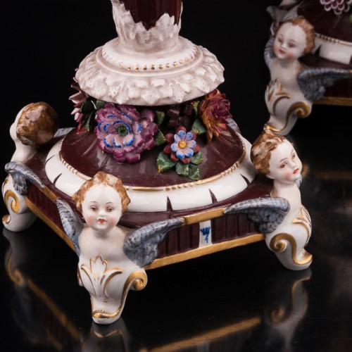 Два канделябра с цветами, Ackermann & Fritze, Германия, нач. 20 в