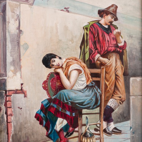 Картина маслом Пара влюбленных, Германия, 1956 г.