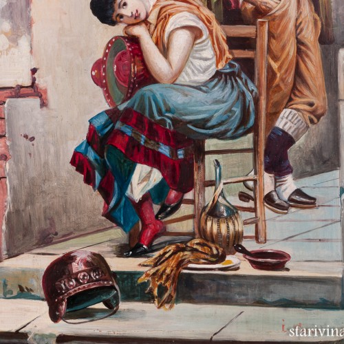 Картина маслом Пара влюбленных, Германия, 1956 г.