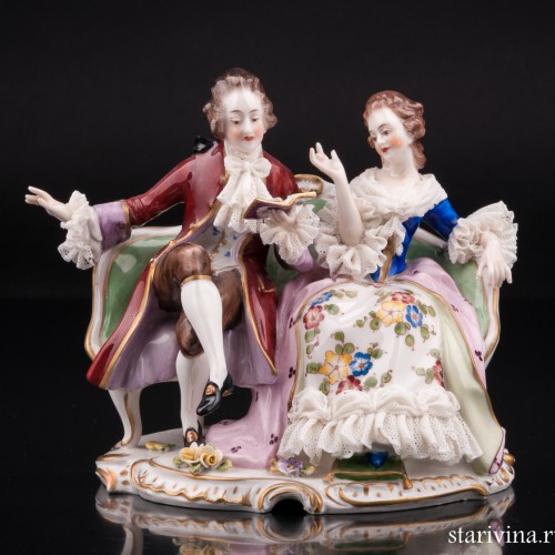 Пара за чтением, кружевная, Volkstedt, Германия, вт. пол. 20 в