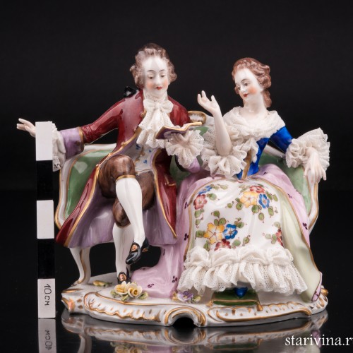 Пара за чтением, кружевная, Volkstedt, Германия, вт. пол. 20 в