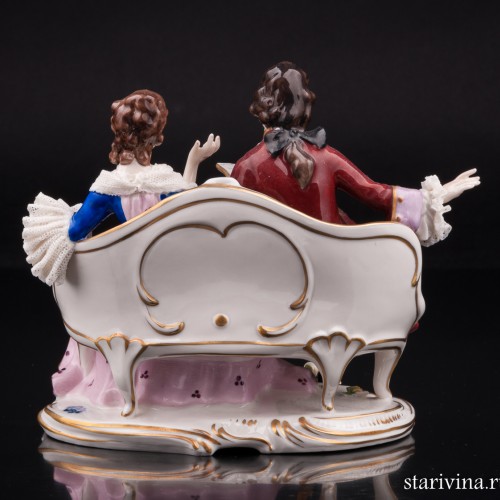 Пара за чтением, кружевная, Volkstedt, Германия, вт. пол. 20 в