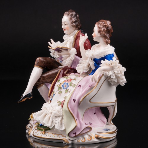 Пара за чтением, кружевная, Volkstedt, Германия, вт. пол. 20 в