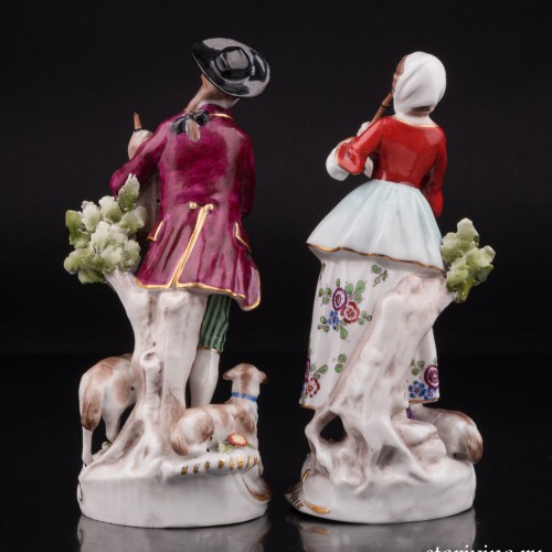 Пастушки, пара с флейтой и волынкой, Ernst Bohne Sohne, Германия, сер. 20 в