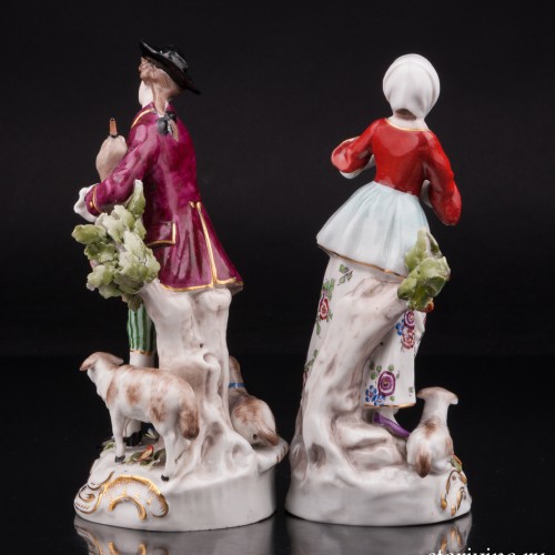Пастушки, пара с флейтой и волынкой, Ernst Bohne Sohne, Германия, сер. 20 в