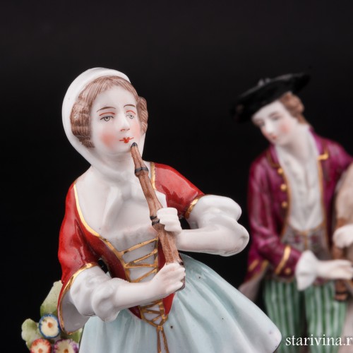 Пастушки, пара с флейтой и волынкой, Ernst Bohne Sohne, Германия, сер. 20 в