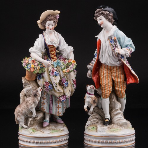 Пасторальная пара с овечкой и собачкой, Ernst Bohne Sohne, Германия, кон. 19 - нач. 20 вв