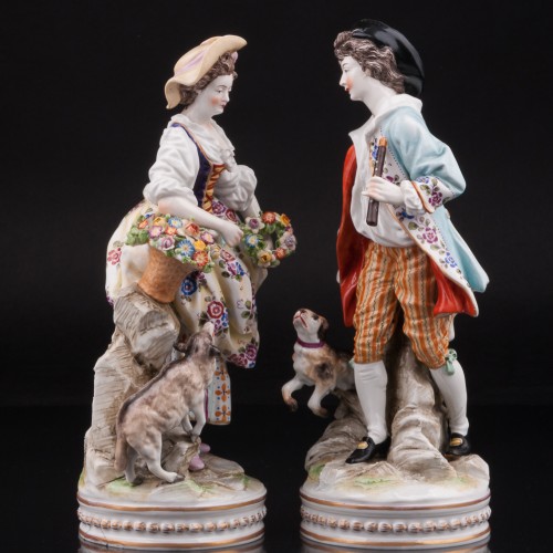 Пасторальная пара с овечкой и собачкой, Ernst Bohne Sohne, Германия, кон. 19 - нач. 20 вв
