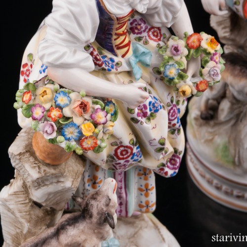 Пасторальная пара с овечкой и собачкой, Ernst Bohne Sohne, Германия, кон. 19 - нач. 20 вв