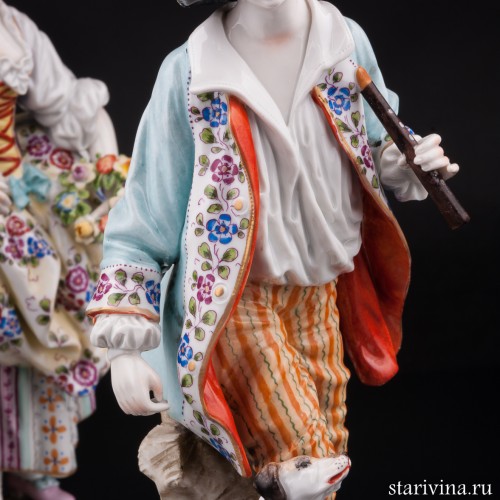 Пасторальная пара с овечкой и собачкой, Ernst Bohne Sohne, Германия, кон. 19 - нач. 20 вв