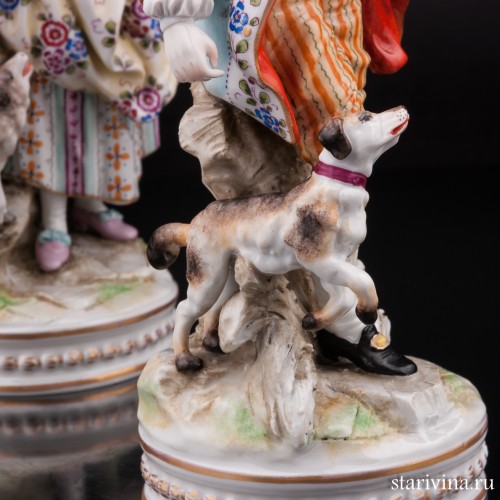 Пасторальная пара с овечкой и собачкой, Ernst Bohne Sohne, Германия, кон. 19 - нач. 20 вв