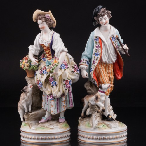 Пасторальная пара с овечкой и собачкой, Ernst Bohne Sohne, Германия, кон. 19 - нач. 20 вв