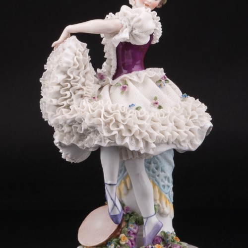 Неаполетанский танец, танцовщица с бубном, кружевная, Ackermann & Fritze, Германия, нач. 20 в