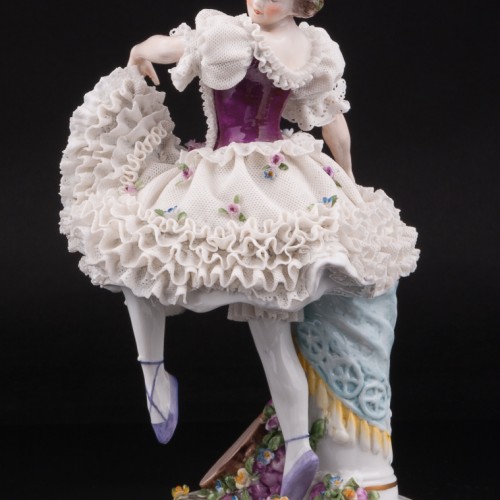 Неаполетанский танец, танцовщица с бубном, кружевная, Ackermann & Fritze, Германия, нач. 20 в