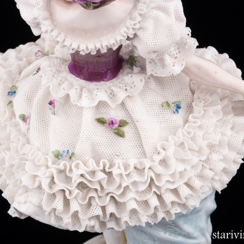 Неаполетанский танец, танцовщица с бубном, кружевная, Ackermann & Fritze, Германия, нач. 20 в