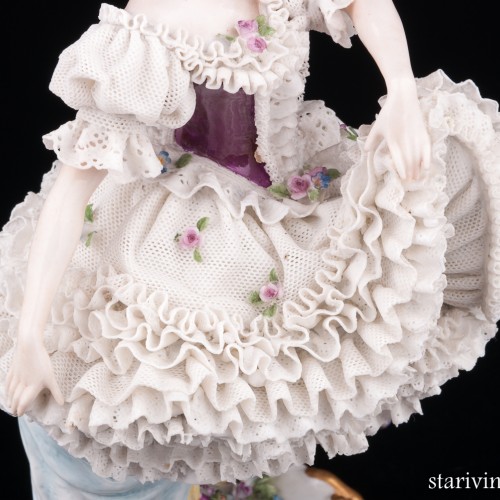 Неаполетанский танец, танцовщица с бубном, кружевная, Ackermann & Fritze, Германия, нач. 20 в