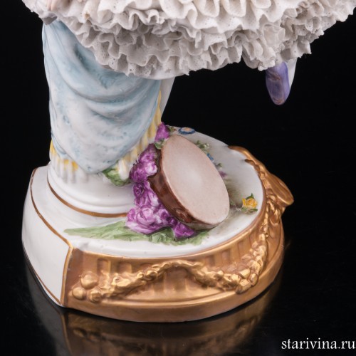 Неаполетанский танец, танцовщица с бубном, кружевная, Ackermann & Fritze, Германия, нач. 20 в