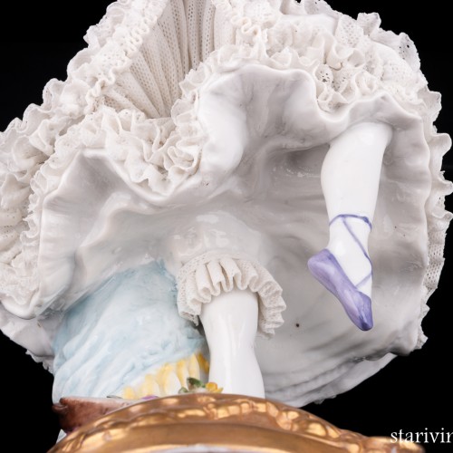 Неаполетанский танец, танцовщица с бубном, кружевная, Ackermann & Fritze, Германия, нач. 20 в