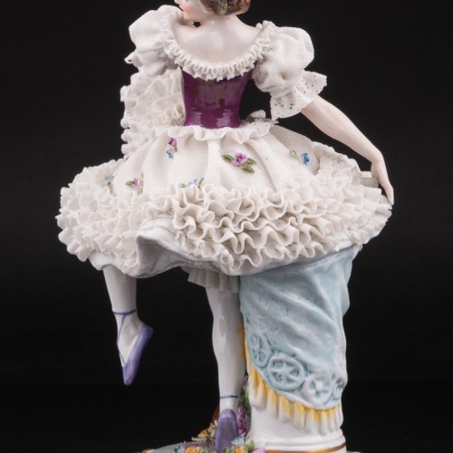 Неаполетанский танец, танцовщица с бубном, кружевная, Ackermann & Fritze, Германия, нач. 20 в