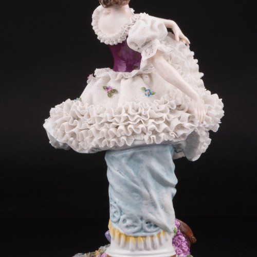 Неаполетанский танец, танцовщица с бубном, кружевная, Ackermann & Fritze, Германия, нач. 20 в