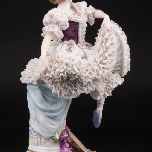 Неаполетанский танец, танцовщица с бубном, кружевная, Ackermann & Fritze, Германия, нач. 20 в