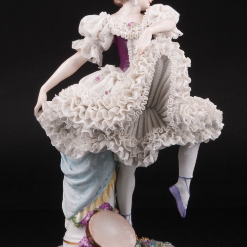 Неаполетанский танец, танцовщица с бубном, кружевная, Ackermann & Fritze, Германия, нач. 20 в