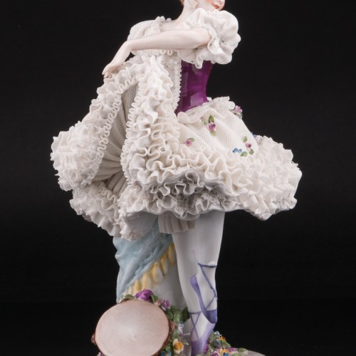 Неаполетанский танец, танцовщица с бубном, кружевная, Ackermann & Fritze, Германия, нач. 20 в