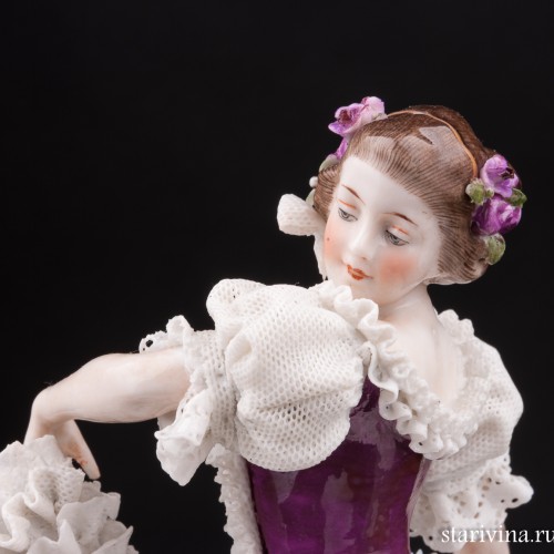 Неаполетанский танец, танцовщица с бубном, кружевная, Ackermann & Fritze, Германия, нач. 20 в