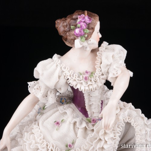 Неаполетанский танец, танцовщица с бубном, кружевная, Ackermann & Fritze, Германия, нач. 20 в