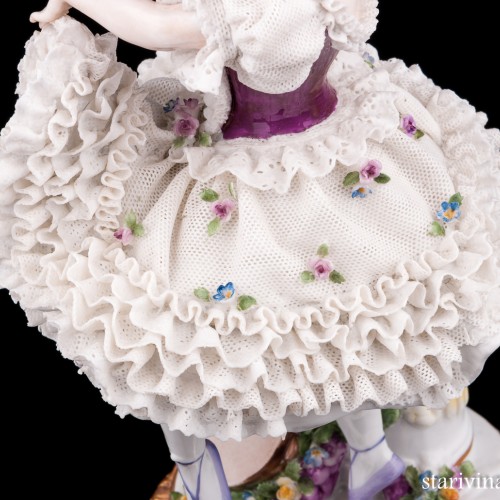 Неаполетанский танец, танцовщица с бубном, кружевная, Ackermann & Fritze, Германия, нач. 20 в