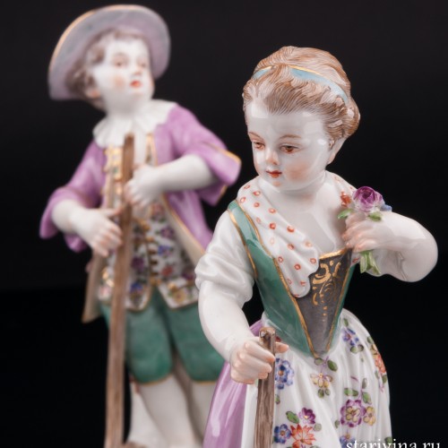 Садовники, пара с лопаткой и граблями, Meissen, Германия, 20 в