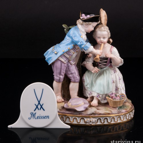 Урок игры на флейте, аллегория зимы, Meissen, Германия, 19 в