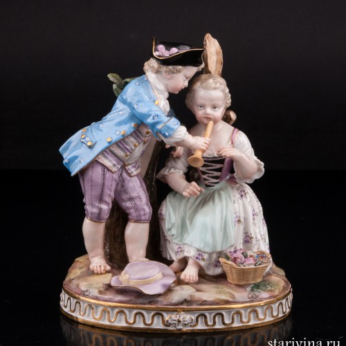 Урок игры на флейте, аллегория зимы, Meissen, Германия, 19 в