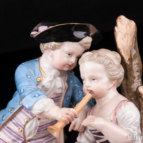 Урок игры на флейте, аллегория зимы, Meissen, Германия, 19 в