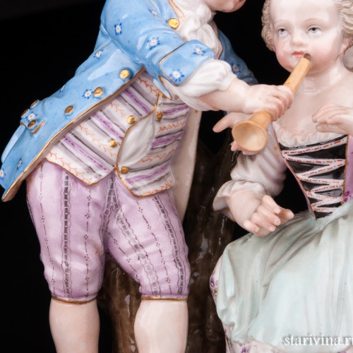 Урок игры на флейте, аллегория зимы, Meissen, Германия, 19 в