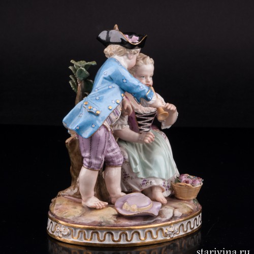 Урок игры на флейте, аллегория зимы, Meissen, Германия, 19 в