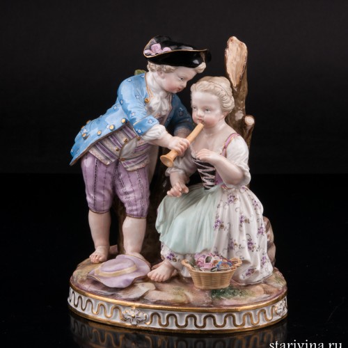 Урок игры на флейте, аллегория зимы, Meissen, Германия, 19 в