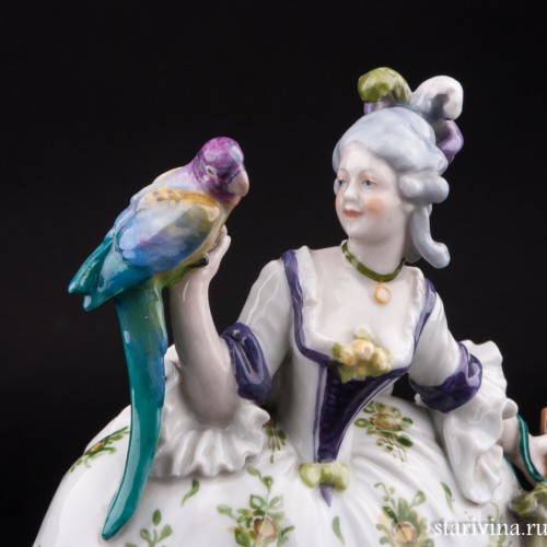 Девушка с попугаем, Karl Ens, Германия, 1940 гг