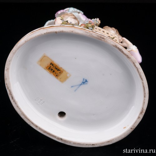 Дети с гирляндой и птичьей клеткой, подсвечник, Германия, 1888-1901 гг