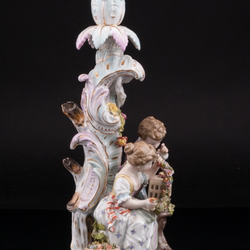 Дети с гирляндой и птичьей клеткой, подсвечник, Германия, 1888-1901 гг