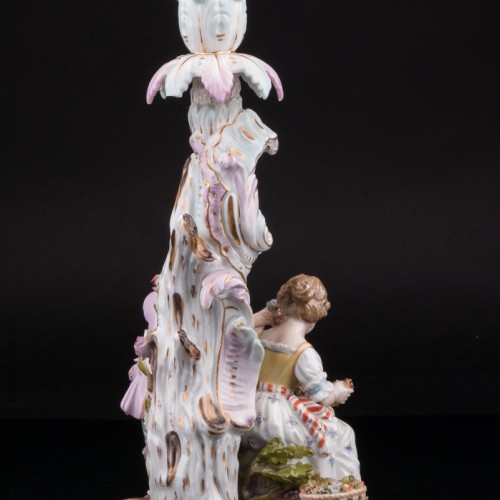 Дети с гирляндой и птичьей клеткой, подсвечник, Германия, 1888-1901 гг