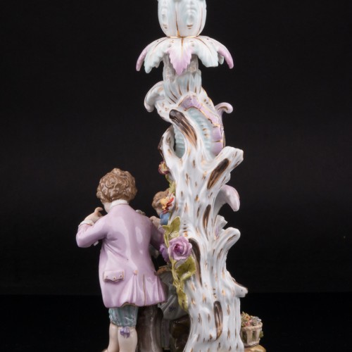 Дети с гирляндой и птичьей клеткой, подсвечник, Германия, 1888-1901 гг