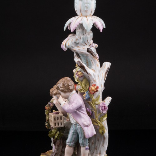 Дети с гирляндой и птичьей клеткой, подсвечник, Германия, 1888-1901 гг