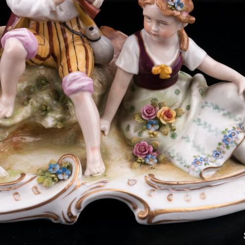 Пастушки, пара с овечками и флейтой, E. A. Muller, Германия, нач. 20 в