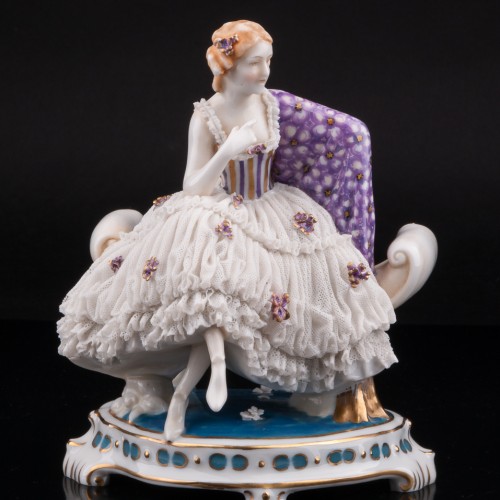 Дама с цветной шалью, кружевная, E. A. Muller, Германия, нач. 20 в