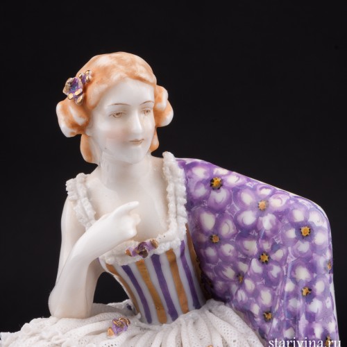 Дама с цветной шалью, кружевная, E. A. Muller, Германия, нач. 20 в